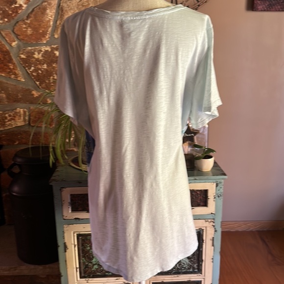 WOMEN’S Style & Co Short Sleeve Water Color Floral Tee Size 3X White and Blue - Picture 6 of 10